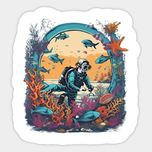 Hawaiian Ocean Dive Summer Colors Sticker